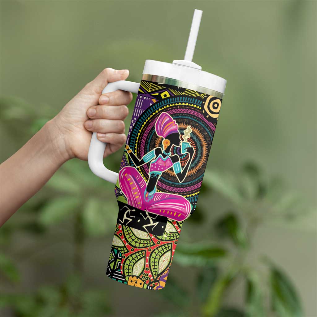 African Women Ethnic Motifs Tumbler With Handle - Wonder Print Shop