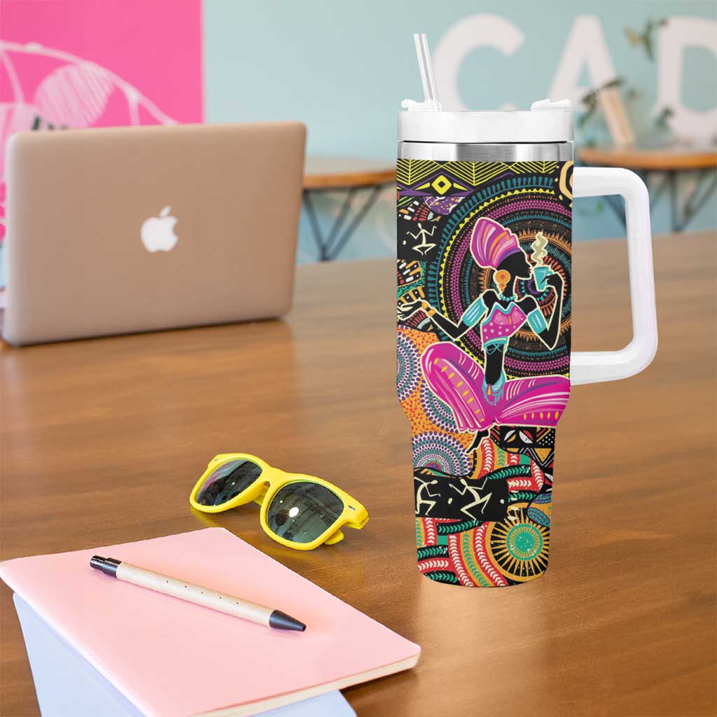 African Women Ethnic Motifs Tumbler With Handle - Wonder Print Shop