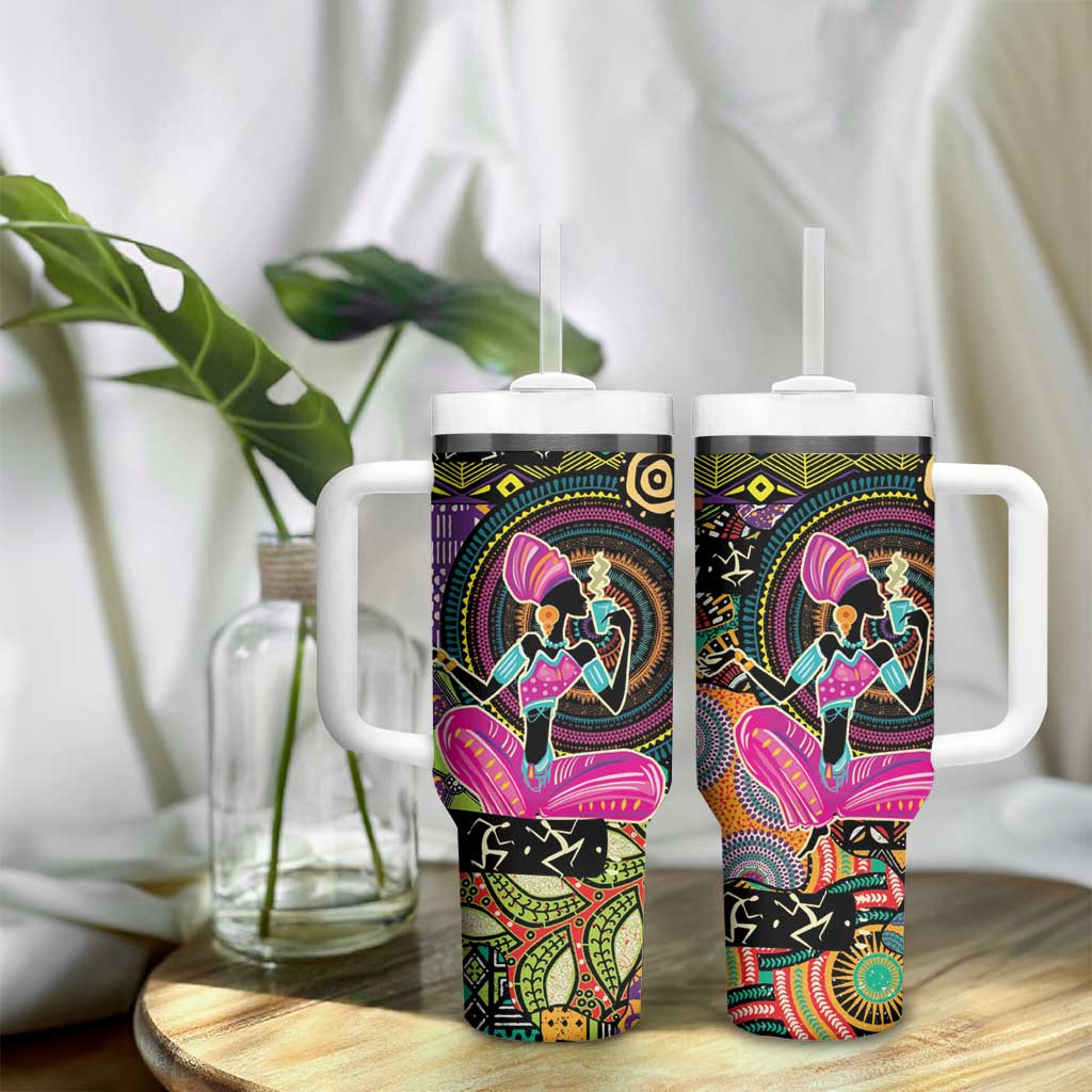 African Women Ethnic Motifs Tumbler With Handle - Wonder Print Shop