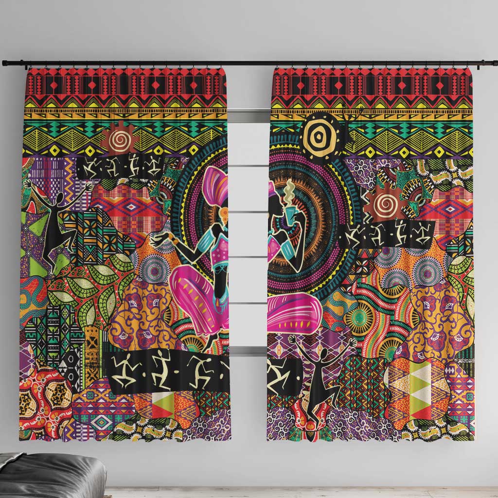 African Women Ethnic Motifs Window Curtain - Wonder Print Shop