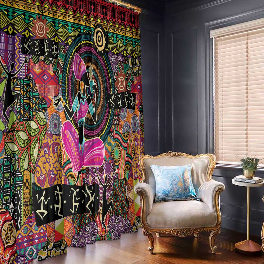 African Women Ethnic Motifs Window Curtain - Wonder Print Shop