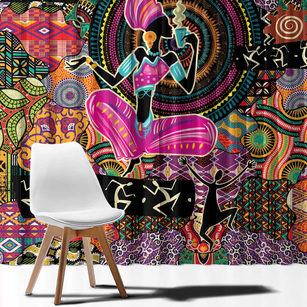 African Women Ethnic Motifs Window Curtain - Wonder Print Shop