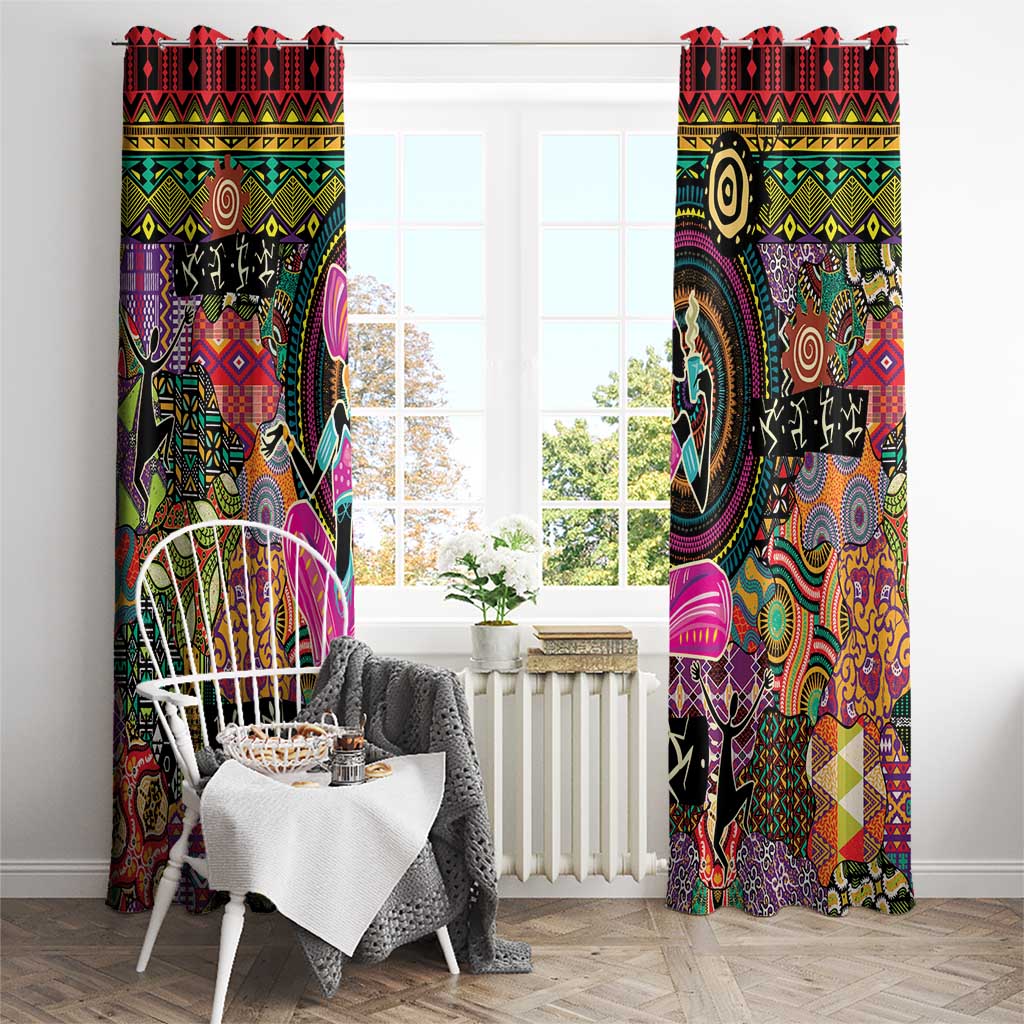 African Women Ethnic Motifs Window Curtain - Wonder Print Shop