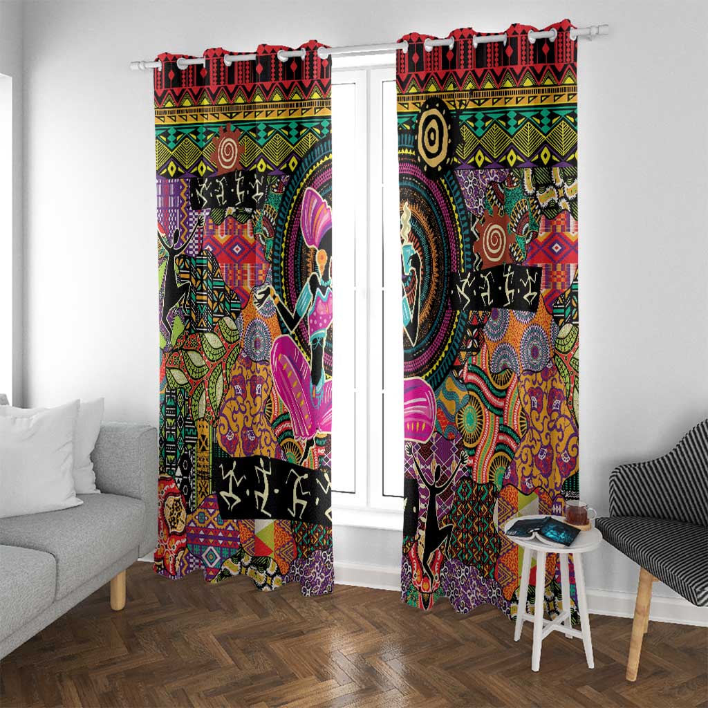 African Women Ethnic Motifs Window Curtain - Wonder Print Shop