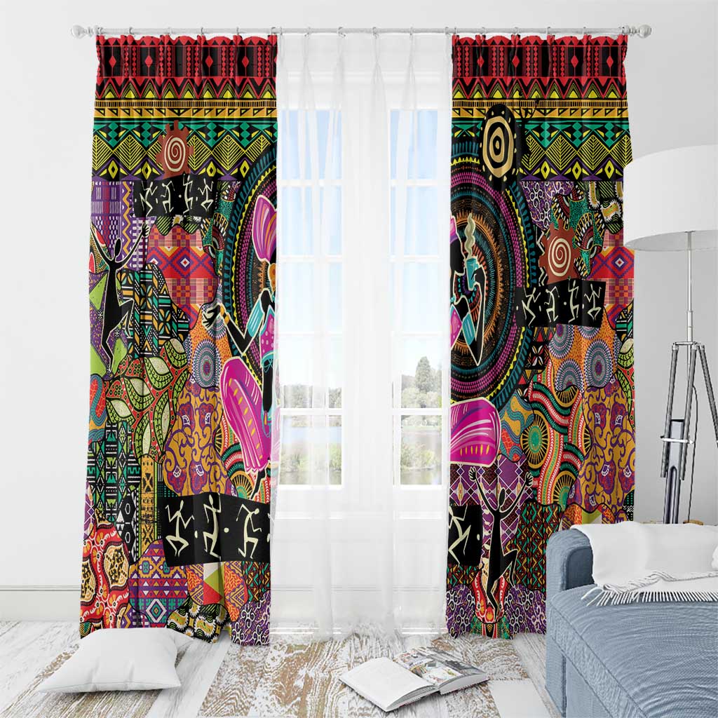 African Women Ethnic Motifs Window Curtain - Wonder Print Shop