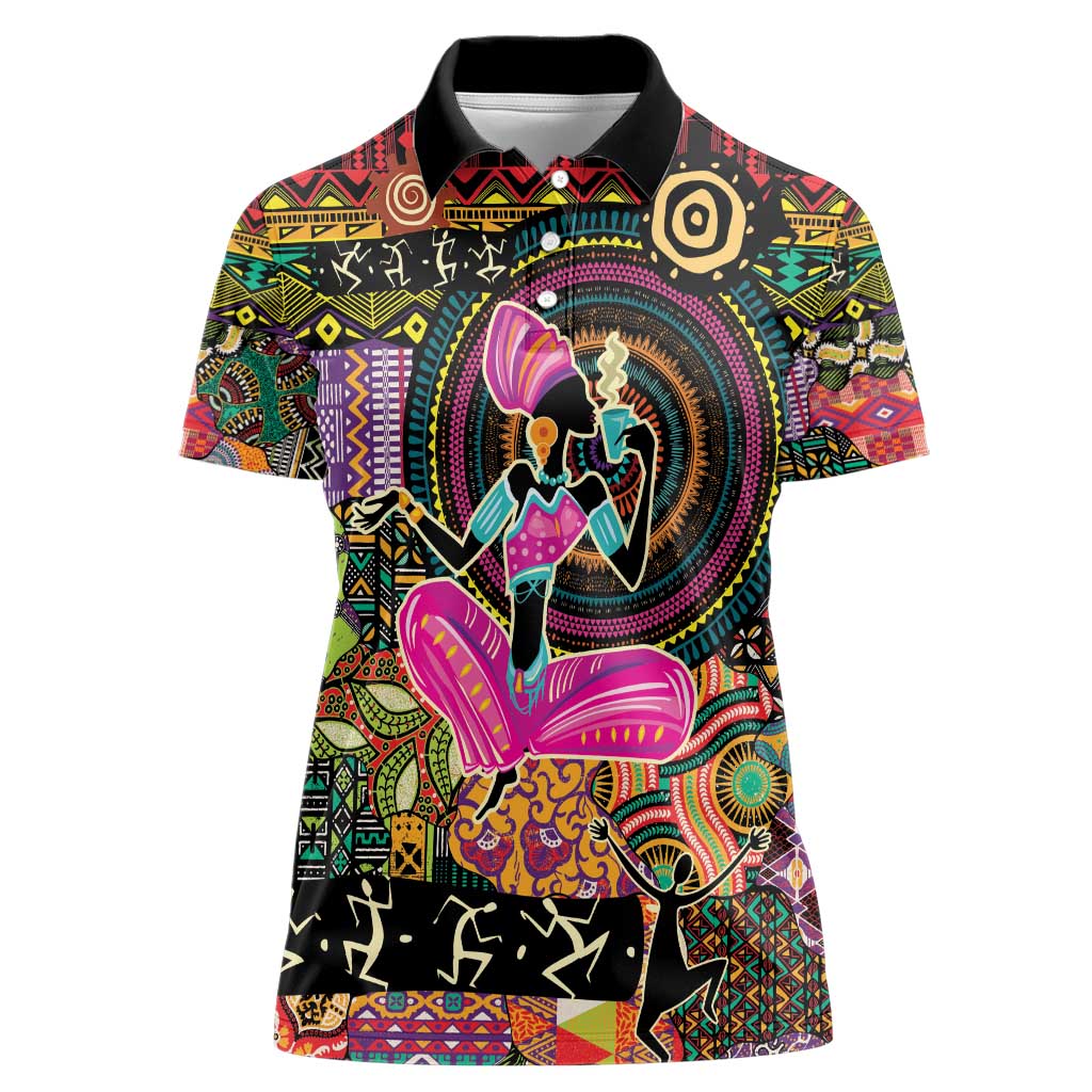 African Women Ethnic Motifs Women Polo Shirt - Wonder Print Shop