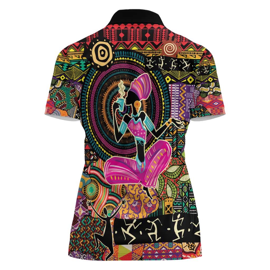 African Women Ethnic Motifs Women Polo Shirt - Wonder Print Shop