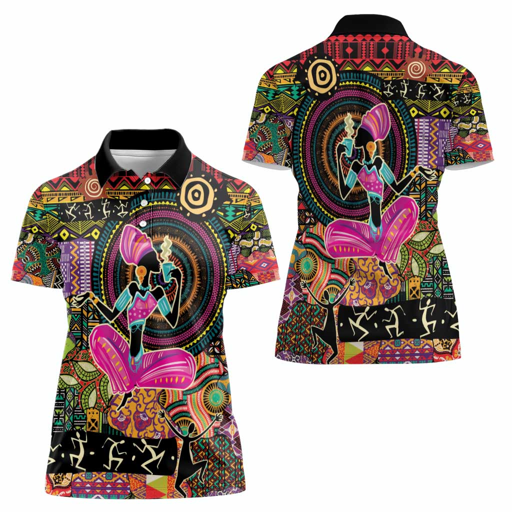 African Women Ethnic Motifs Women Polo Shirt - Wonder Print Shop