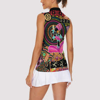 African Women Ethnic Motifs Women Sleeveless Polo Shirt - Wonder Print Shop