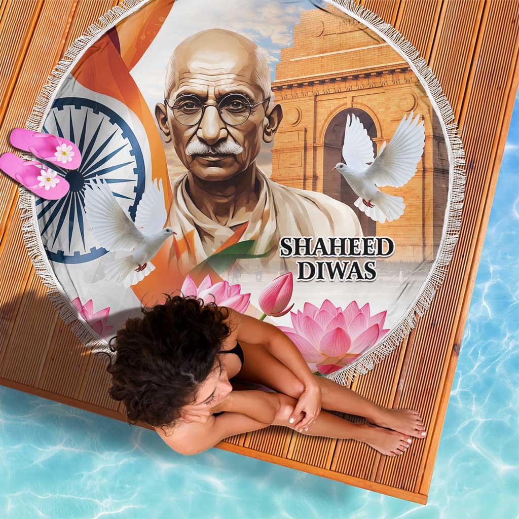 India Gandhi Martyr's Day Beach Blanket Shaheed Diwas Ashoka Chakra LT9 - Wonder Print Shop
