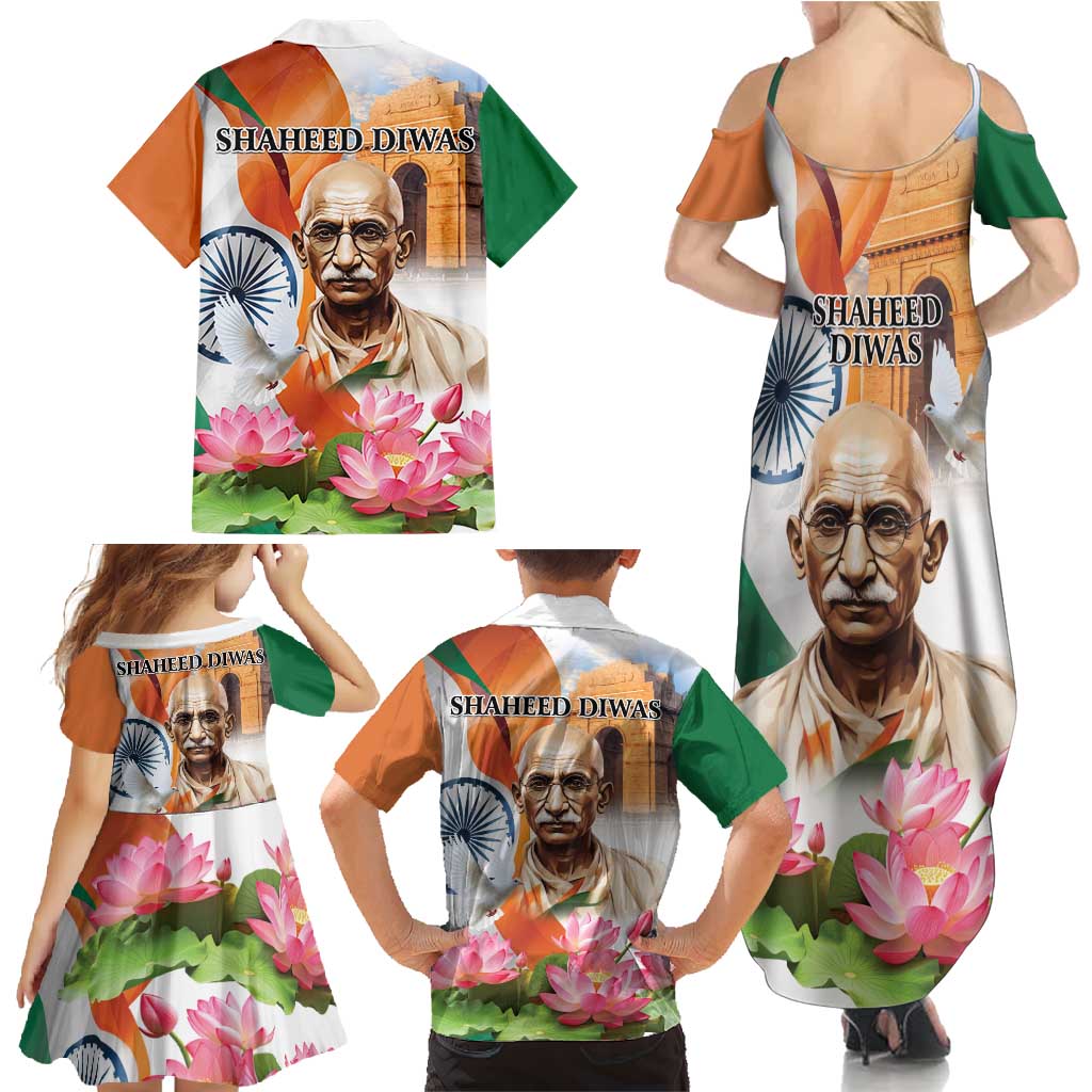 India Gandhi Martyr's Day Family Matching Summer Maxi Dress and Hawaiian Shirt Shaheed Diwas Ashoka Chakra - Wonder Print Shop