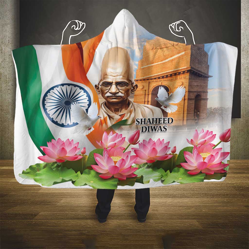 India Gandhi Martyr's Day Hooded Blanket Shaheed Diwas Ashoka Chakra - Wonder Print Shop