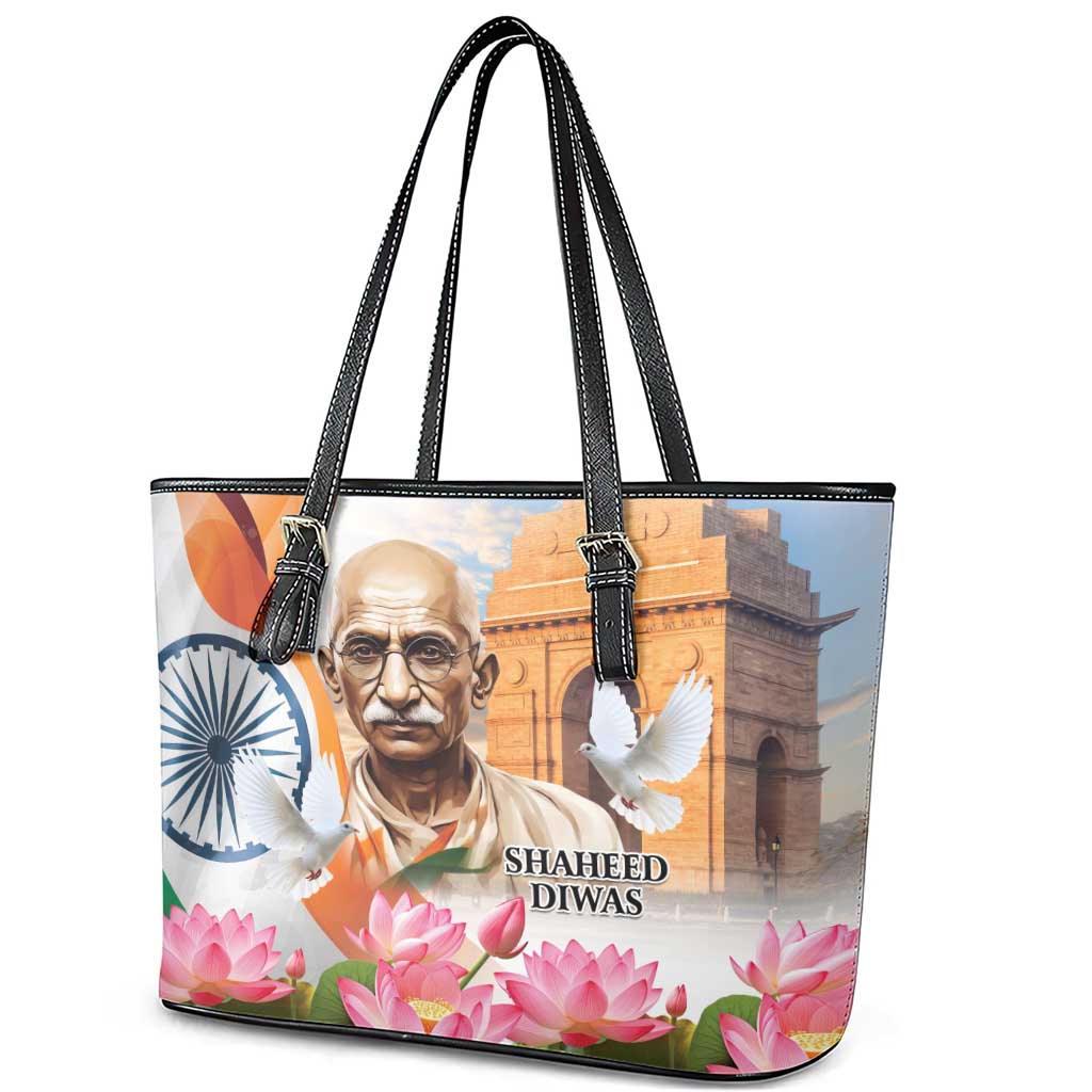 India Gandhi Martyr's Day Leather Tote Bag Shaheed Diwas Ashoka Chakra