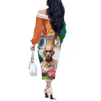 India Gandhi Martyr's Day Off The Shoulder Long Sleeve Dress Shaheed Diwas Ashoka Chakra - Wonder Print Shop