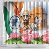 India Gandhi Martyr's Day Shower Curtain Shaheed Diwas Ashoka Chakra - Wonder Print Shop