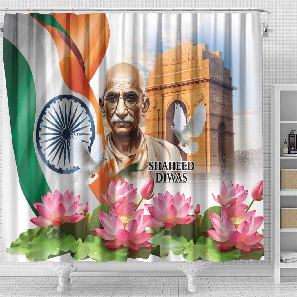 India Gandhi Martyr's Day Shower Curtain Shaheed Diwas Ashoka Chakra - Wonder Print Shop