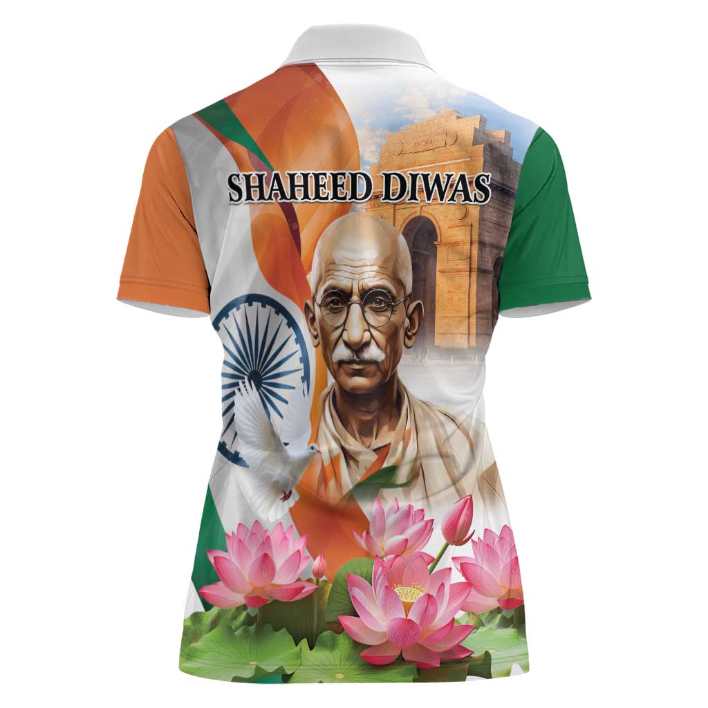 India Gandhi Martyr's Day Women Polo Shirt Shaheed Diwas Ashoka Chakra - Wonder Print Shop