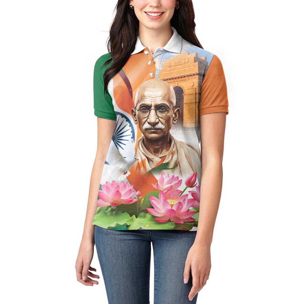 India Gandhi Martyr's Day Women Polo Shirt Shaheed Diwas Ashoka Chakra - Wonder Print Shop