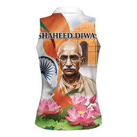 India Gandhi Martyr's Day Women Sleeveless Polo Shirt Shaheed Diwas Ashoka Chakra - Wonder Print Shop
