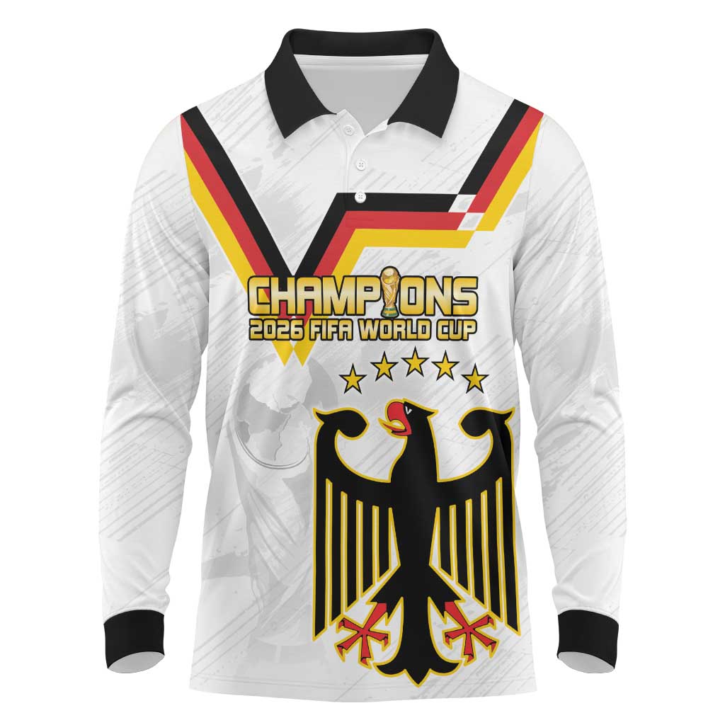 Custom Germany WC26 Future Champions Long Sleeve Polo Shirt Die Nationalelf Road to 5 Stars - Wonder Print Shop