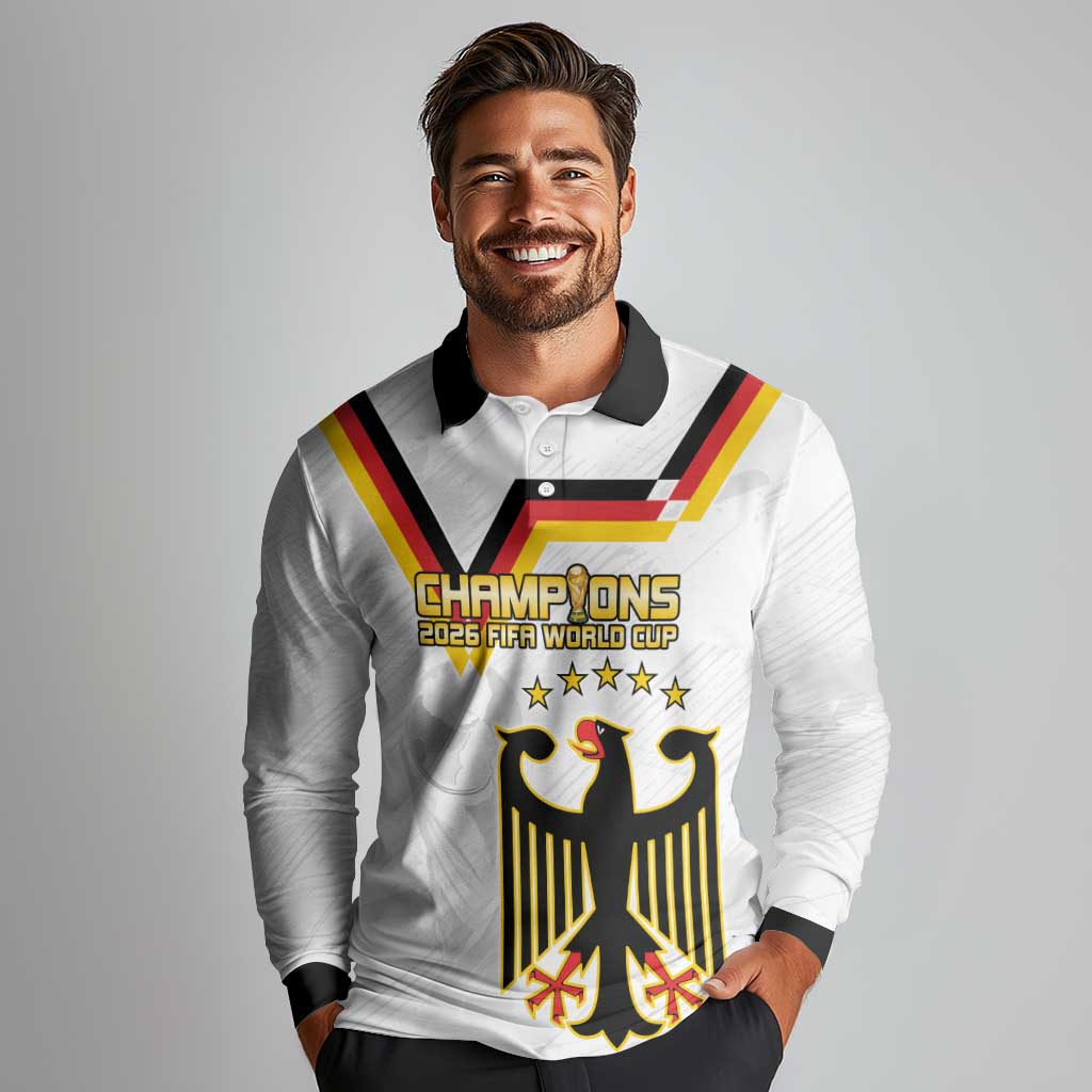 Custom Germany WC26 Future Champions Long Sleeve Polo Shirt Die Nationalelf Road to 5 Stars - Wonder Print Shop