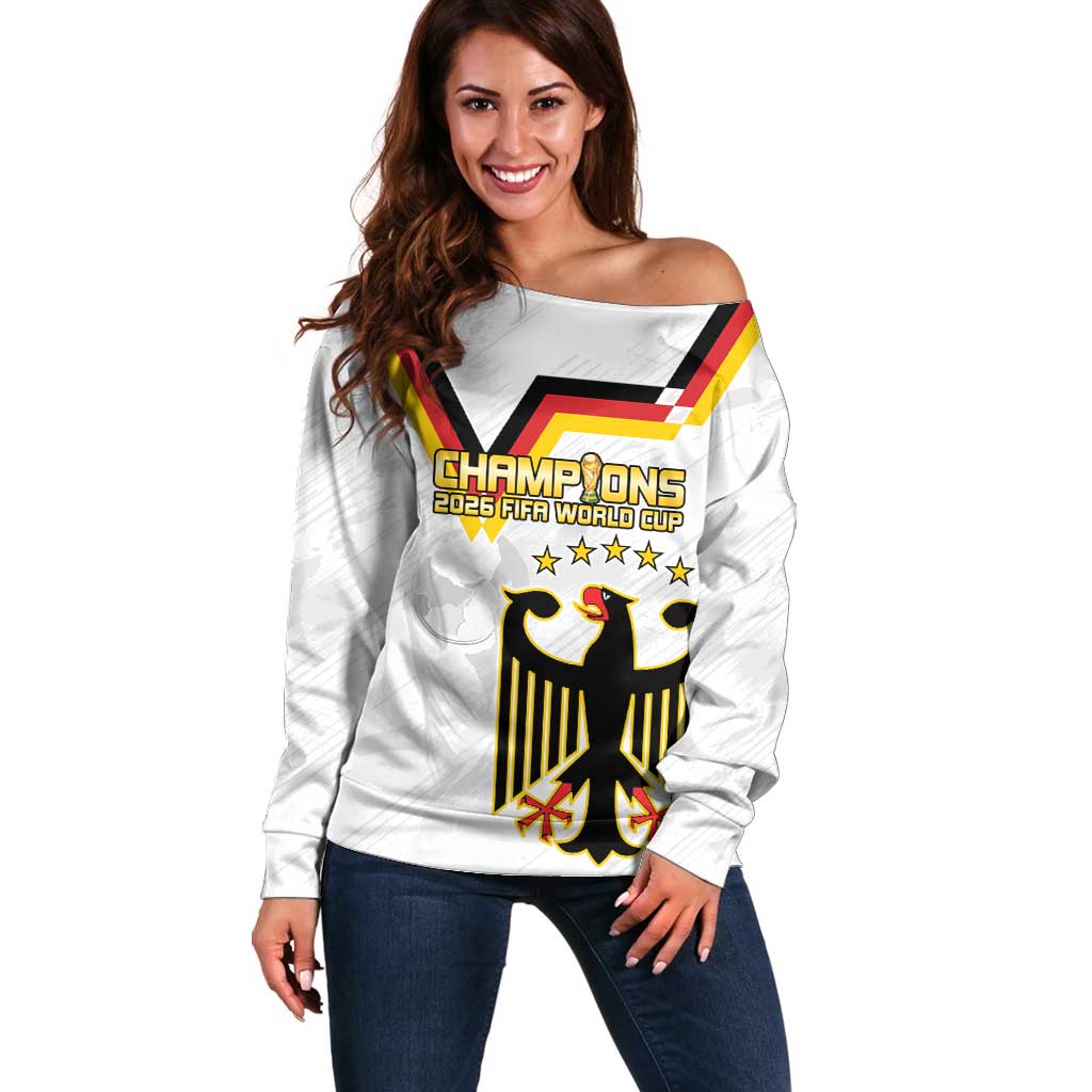 Custom Germany WC26 Future Champions Off Shoulder Sweater Die Nationalelf Road to 5 Stars - Wonder Print Shop