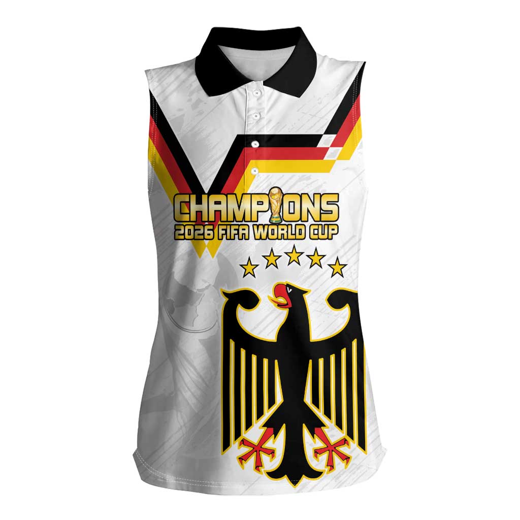 Custom Germany WC26 Future Champions Women Sleeveless Polo Shirt Die Nationalelf Road to 5 Stars - Wonder Print Shop