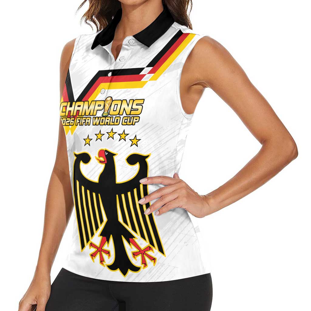 Custom Germany WC26 Future Champions Women Sleeveless Polo Shirt Die Nationalelf Road to 5 Stars - Wonder Print Shop