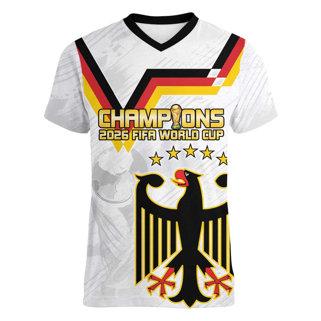 Custom Germany WC26 Future Champions Women V-Neck T-Shirt Die Nationalelf Road to 5 Stars - Wonder Print Shop