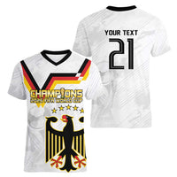 Custom Germany WC26 Future Champions Women V-Neck T-Shirt Die Nationalelf Road to 5 Stars - Wonder Print Shop