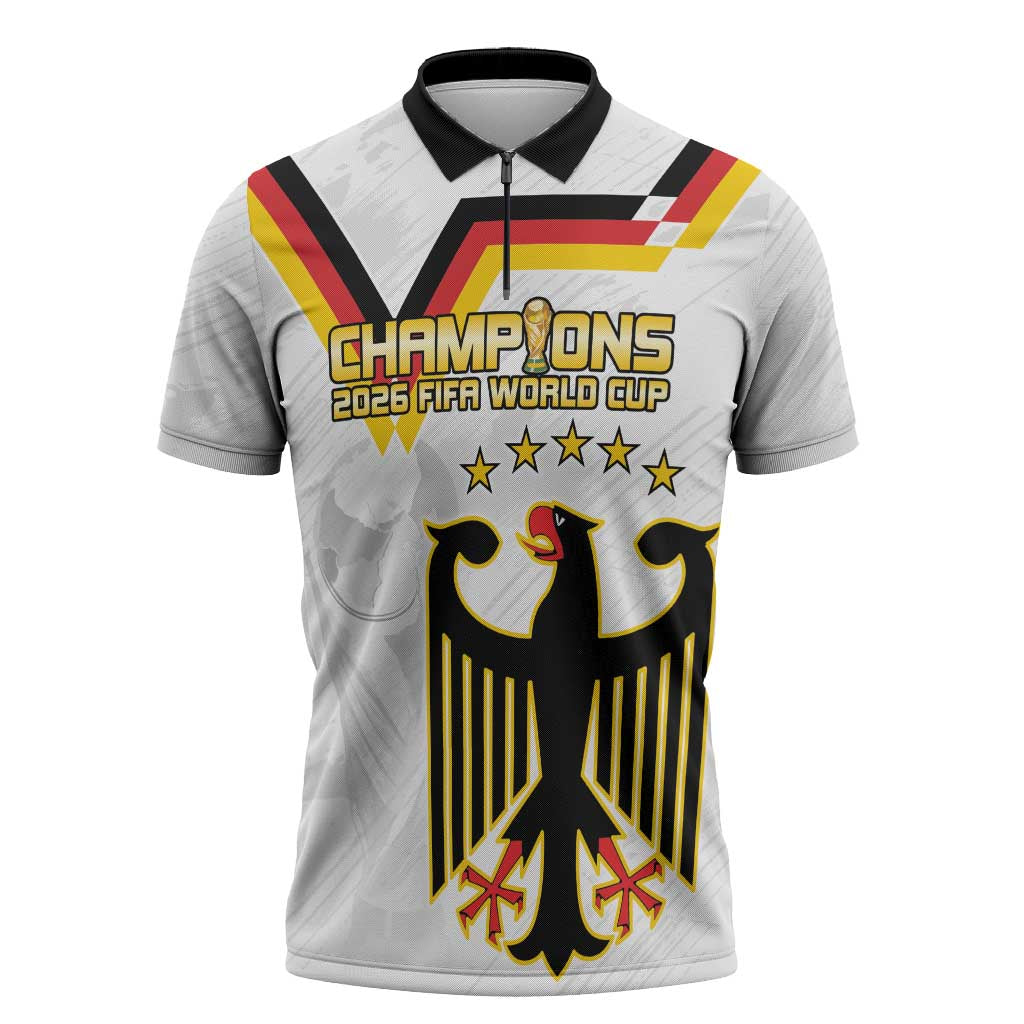 Custom Germany WC26 Future Champions Zipper Polo Shirt Die Nationalelf Road to 5 Stars - Wonder Print Shop