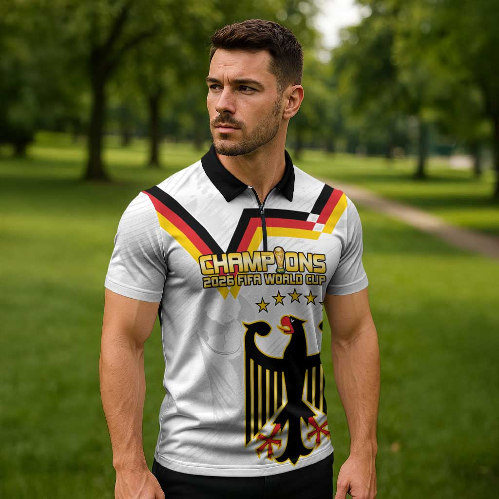 Custom Germany WC26 Future Champions Zipper Polo Shirt Die Nationalelf Road to 5 Stars - Wonder Print Shop