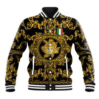 World Football 2026 Italy Custom Baseball Jacket Black Gold Baroque Medusa Edition - Wonder Print Shop
