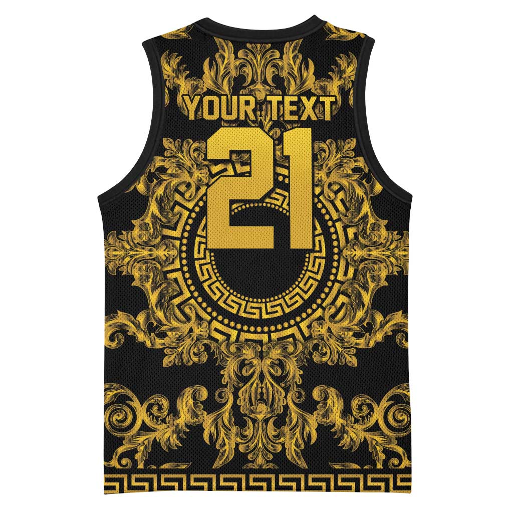 World Football 2026 Italy Custom Basketball Jersey Black Gold Baroque Medusa Edition - Wonder Print Shop