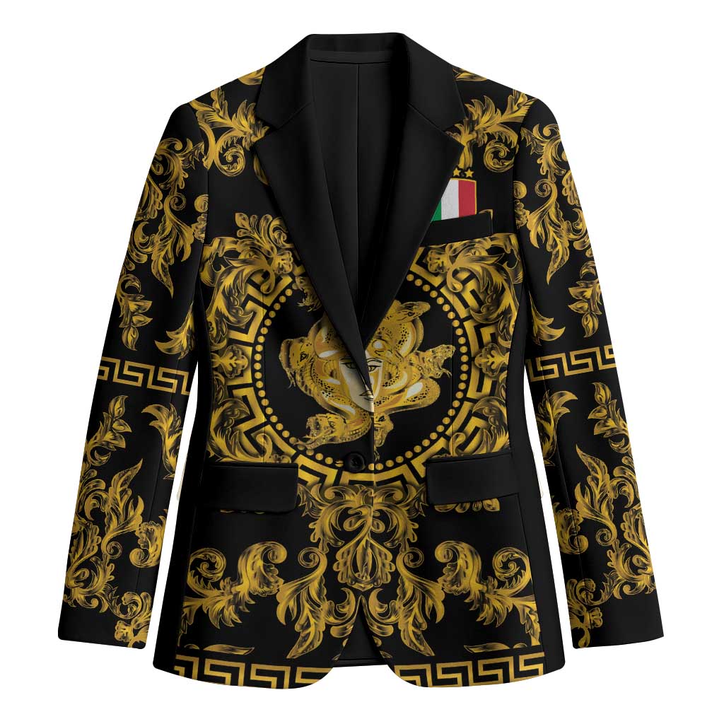 World Football 2026 Italy Custom Blazer Black Gold Baroque Medusa Edition - Wonder Print Shop