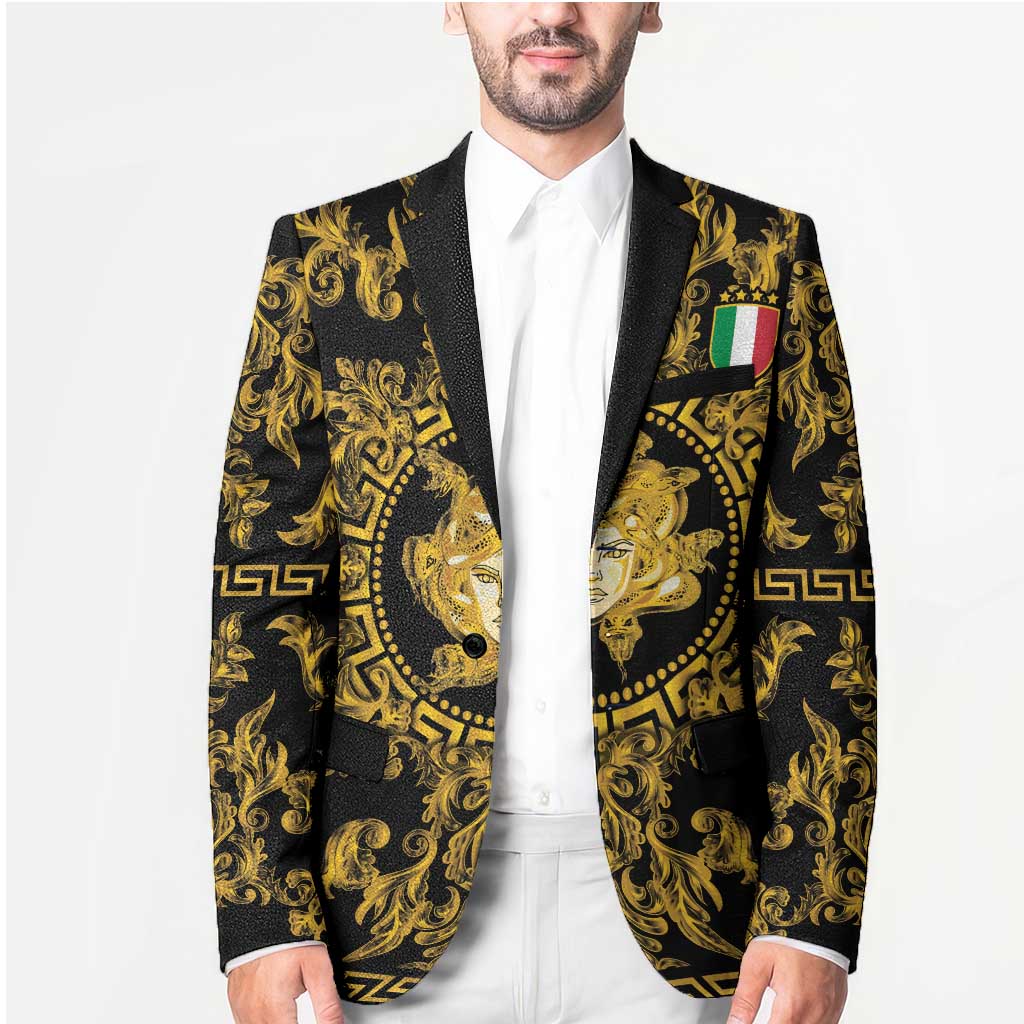 World Football 2026 Italy Custom Blazer Black Gold Baroque Medusa Edition - Wonder Print Shop