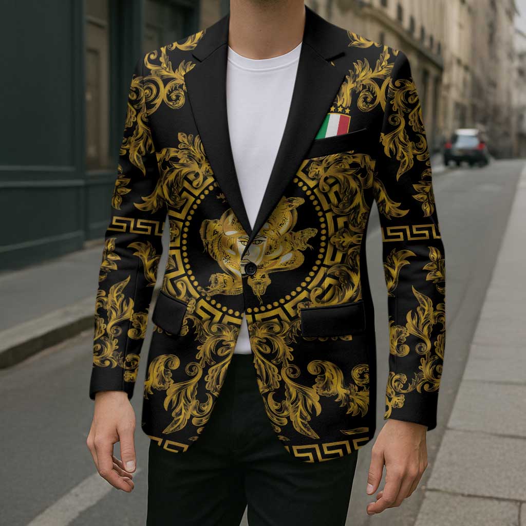 World Football 2026 Italy Custom Blazer Black Gold Baroque Medusa Edition - Wonder Print Shop