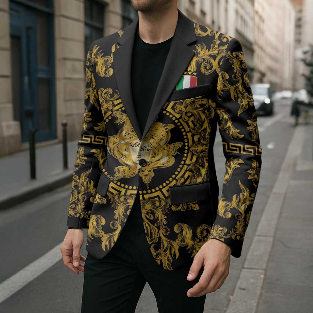 World Football 2026 Italy Custom Blazer Black Gold Baroque Medusa Edition - Wonder Print Shop