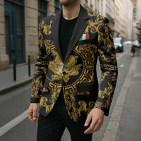 World Football 2026 Italy Custom Blazer Black Gold Baroque Medusa Edition - Wonder Print Shop