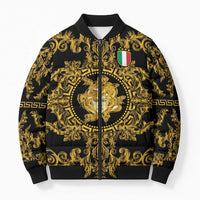 World Football 2026 Italy Custom Bomber Puffer Jacket Black Gold Baroque Medusa Edition - Wonder Print Shop