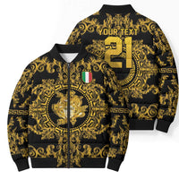 World Football 2026 Italy Custom Bomber Puffer Jacket Black Gold Baroque Medusa Edition - Wonder Print Shop
