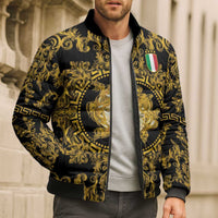 World Football 2026 Italy Custom Bomber Puffer Jacket Black Gold Baroque Medusa Edition - Wonder Print Shop