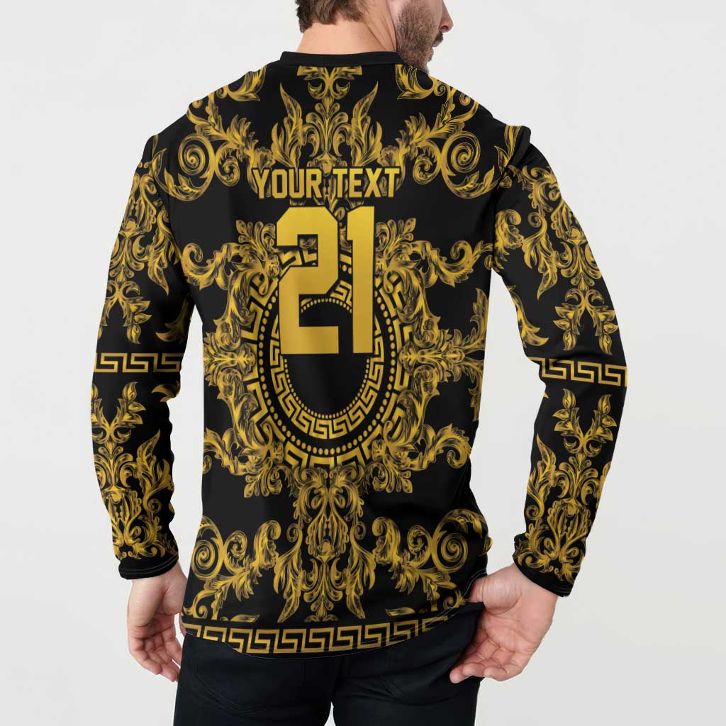 World Football 2026 Italy Custom Button Sweatshirt Black Gold Baroque Medusa Edition - Wonder Print Shop
