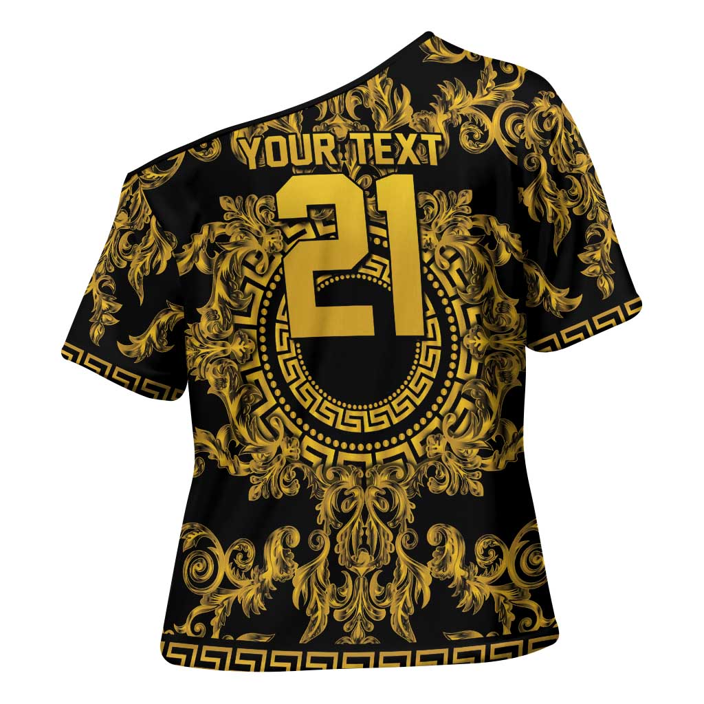 World Football 2026 Italy Custom Cross Shoulder Shirt Black Gold Baroque Medusa Edition - Wonder Print Shop