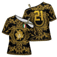 World Football 2026 Italy Custom Cross Shoulder Shirt Black Gold Baroque Medusa Edition - Wonder Print Shop