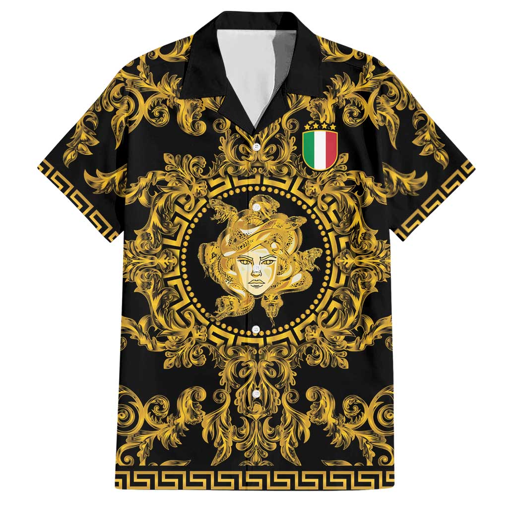 World Football 2026 Italy Custom Hawaiian Shirt Black Gold Baroque Medusa Edition - Wonder Print Shop