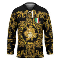 World Football 2026 Italy Custom Hockey Jersey Black Gold Baroque Medusa Edition - Wonder Print Shop