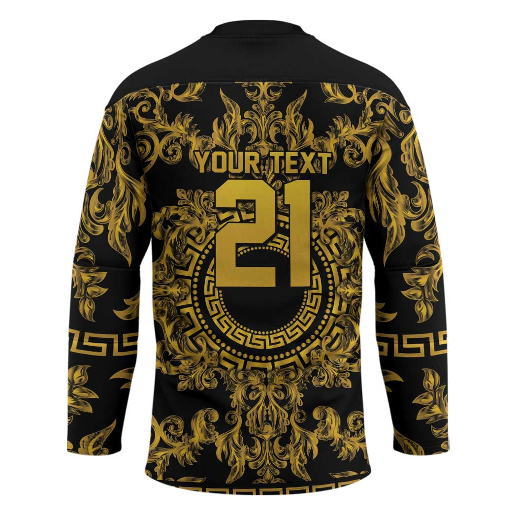 World Football 2026 Italy Custom Hockey Jersey Black Gold Baroque Medusa Edition - Wonder Print Shop