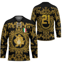 World Football 2026 Italy Custom Hockey Jersey Black Gold Baroque Medusa Edition - Wonder Print Shop