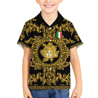 World Football 2026 Italy Custom Kid Hawaiian Shirt Black Gold Baroque Medusa Edition - Wonder Print Shop